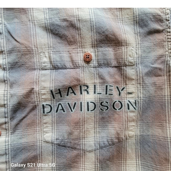 2007 Harley Davidson Men's Shirt Size 2XL Brown Plaid Short Sleeve Button Up - Picture 5 of 6
